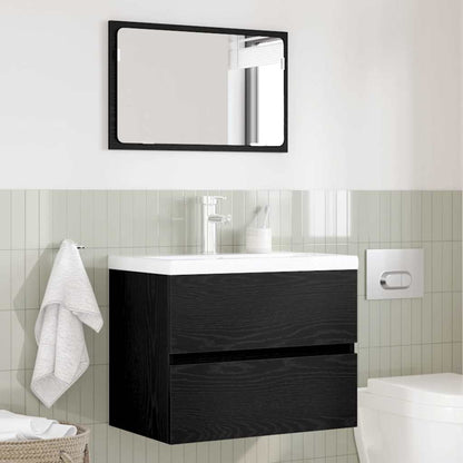 Set di mobili per il bagno con cassetto 2 pcs Rovere Nero