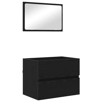 Set di mobili per il bagno con cassetto 2 pcs Rovere Nero
