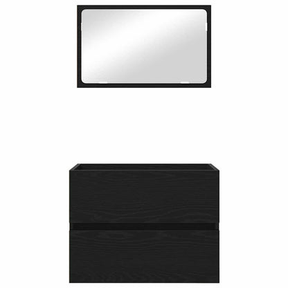 Set di mobili per il bagno con cassetto 2 pcs Rovere Nero