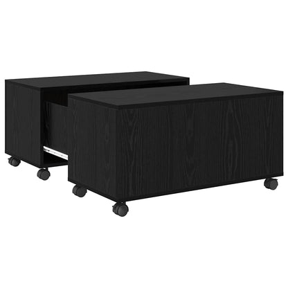 Tavolino da salotto con cassetto Rovere Nero 75 x 75 x 38 cm