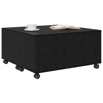 Tavolino da salotto con cassetto Rovere Nero 75 x 75 x 38 cm