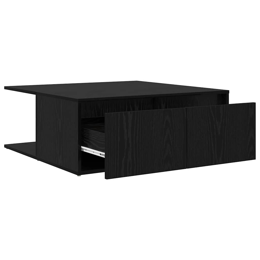 Tavolino da salotto con cassetto Rovere nero 80 x 80 x 31 cm