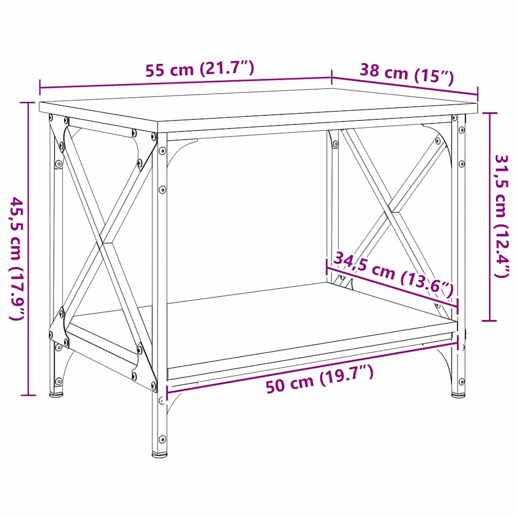 Tavolo laterale Legno vecchio 55 x 38 x 45 cm Legno multistrato