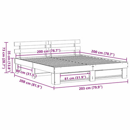 Struttura del letto Marrone 200 x 200 cm Pino massello | homemem39