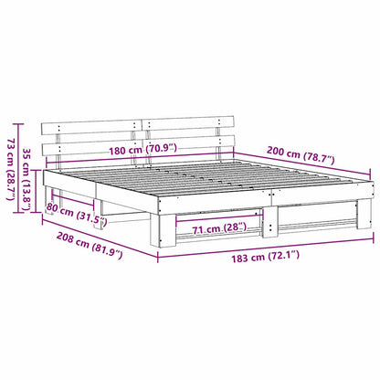 Struttura del letto Marrone 180 x 200 cm Pino massello | homemem39