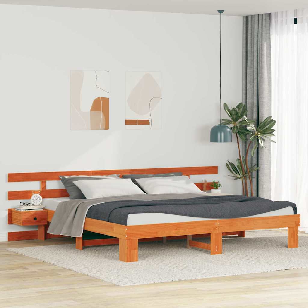 Struttura del letto Marrone 200 x 200 cm Pino massello | homemem39
