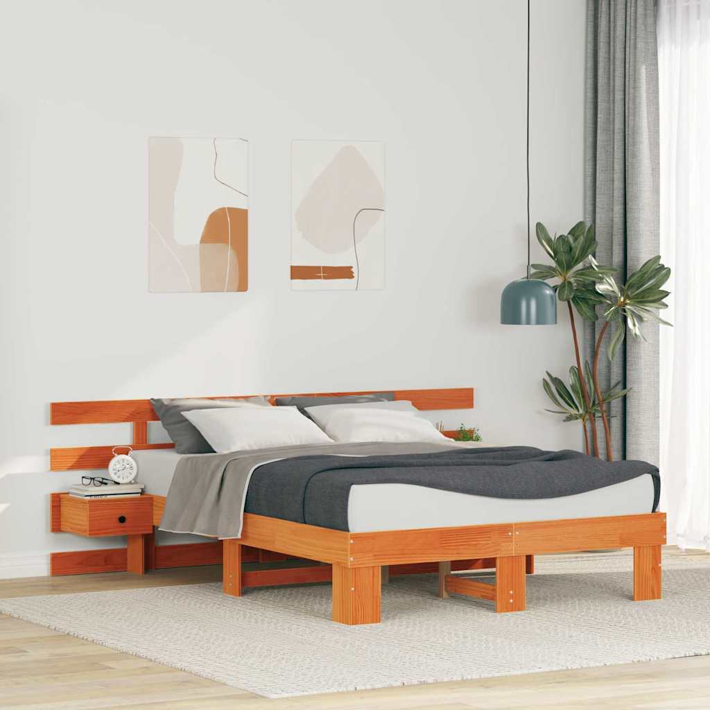 Struttura del letto Marrone 135 x 190 cm Pino massello | homemem39