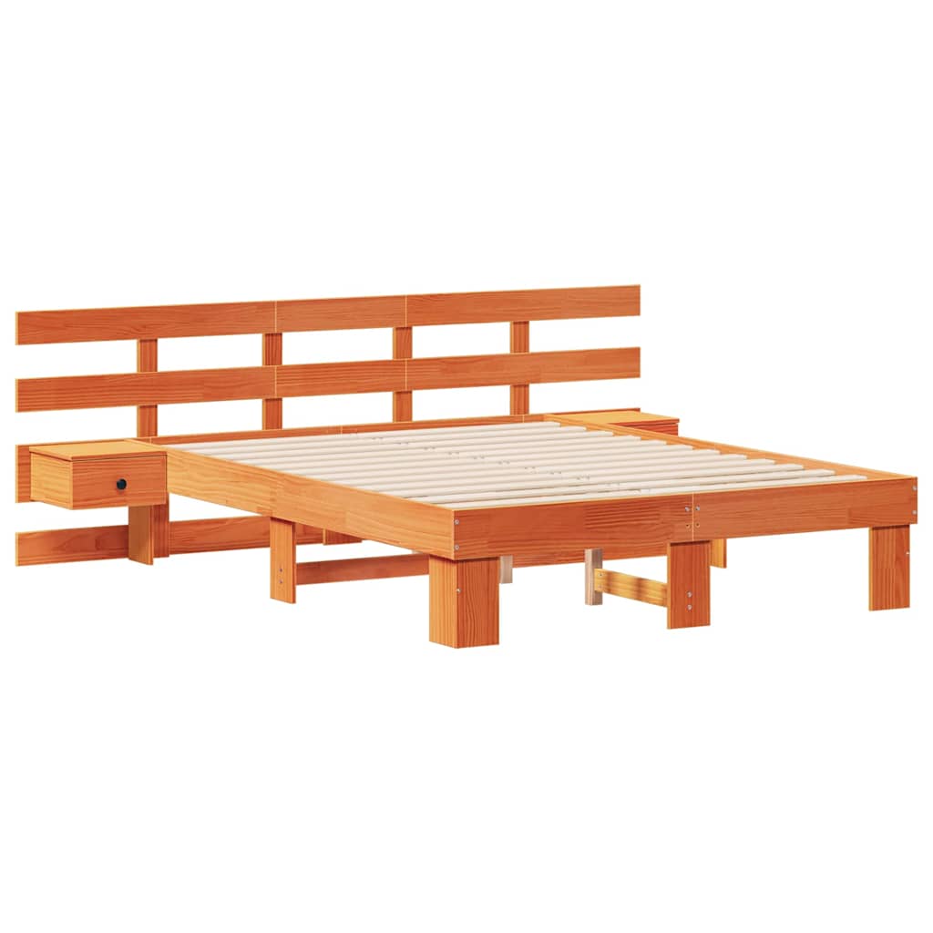 Struttura del letto Marrone 135 x 190 cm Pino massello | homemem39