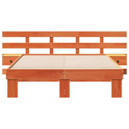 Struttura del letto Marrone 135 x 190 cm Pino massello | homemem39