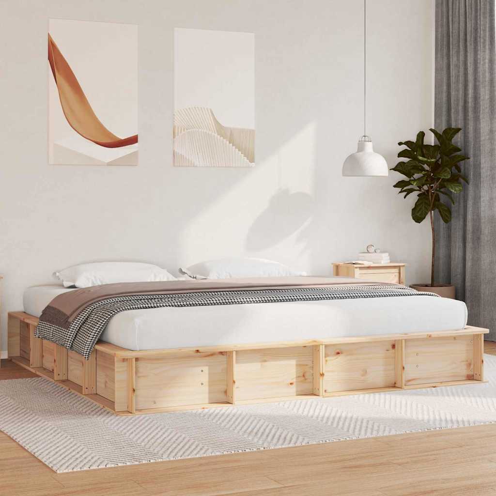 Struttura del letto Marrone 200 x 200 cm Pino massello | homemem39