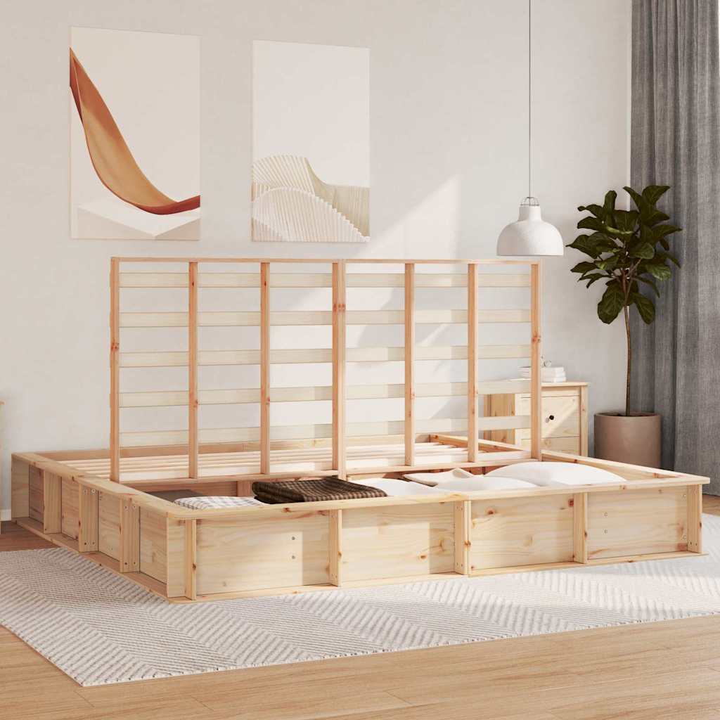 Struttura del letto Marrone 200 x 200 cm Pino massello