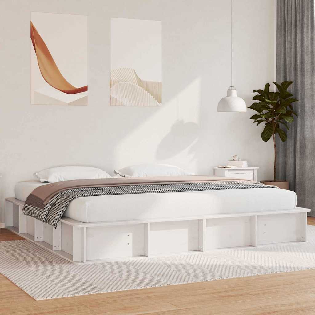 Struttura del letto Bianco 200 x 200 cm Pino massello | homemem39