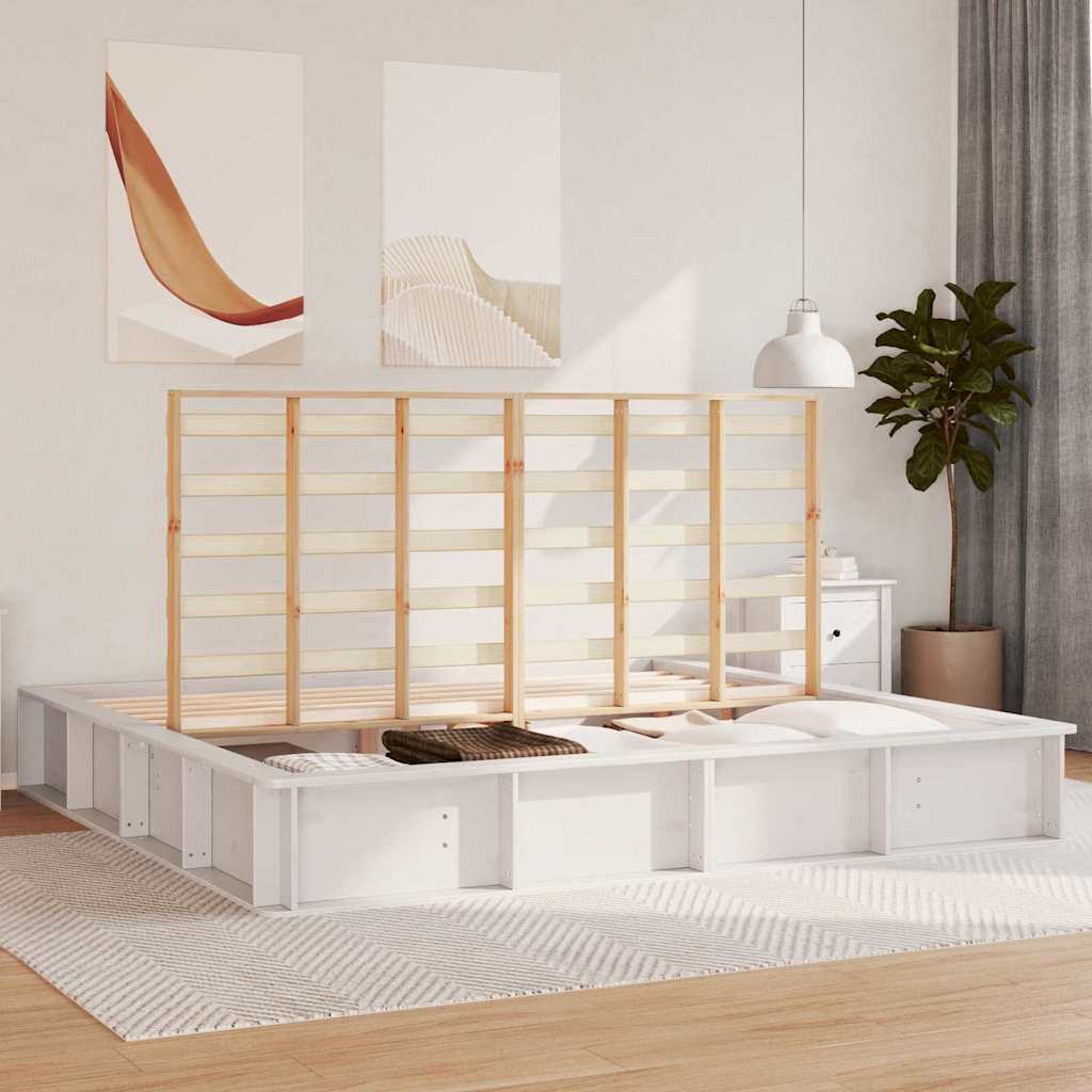 Struttura del letto Bianco 200 x 200 cm Pino massello