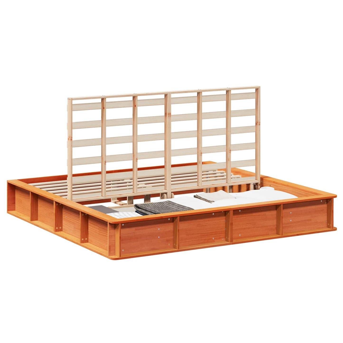 Struttura del letto Marrone cerato 200 x 200 cm Pino massello