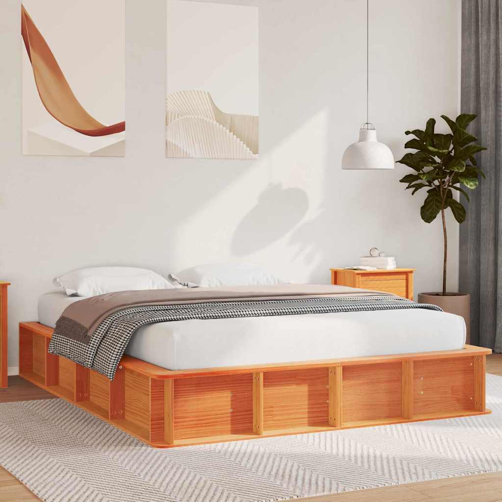 Struttura del letto Marrone cerato 160 x 200 cm Pino massello | homemem39