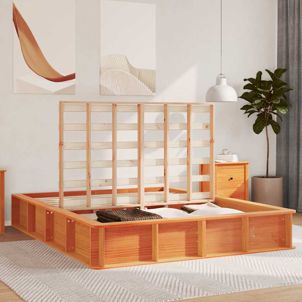 Struttura del letto Marrone cerato 160 x 200 cm Pino massello | homemem39