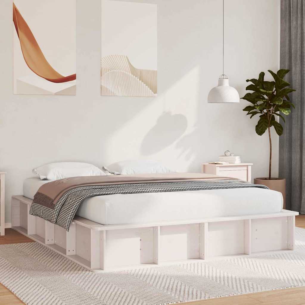 Struttura del letto Bianco 150 x 200 cm Pino massello | homemem39