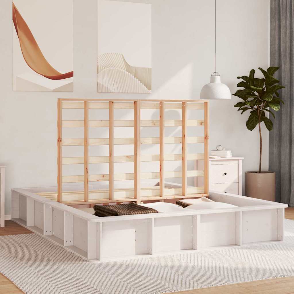 Struttura del letto Bianco 150 x 200 cm Pino massello | homemem39