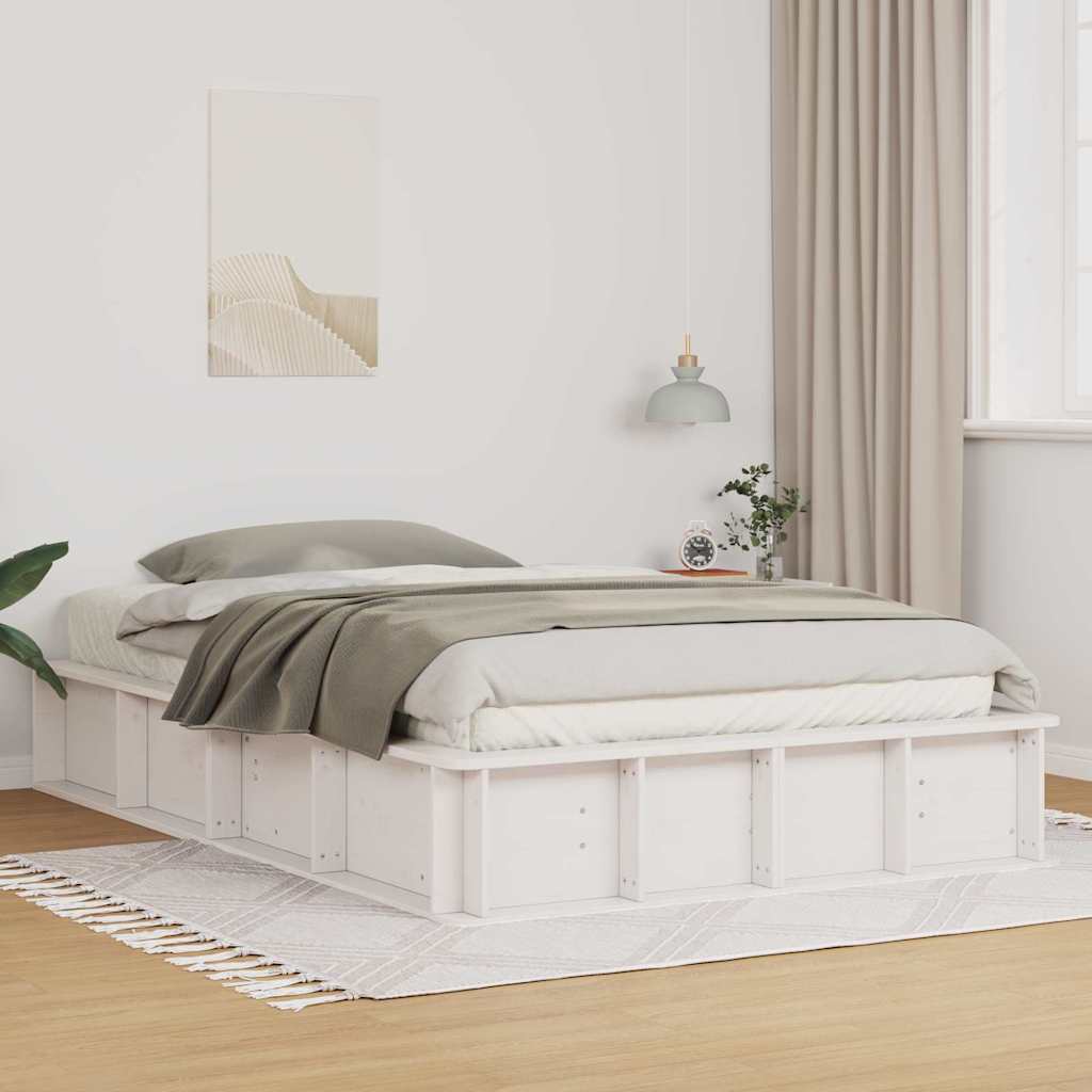 Struttura del letto Bianco 140 x 190 cm Pino massello | homemem39