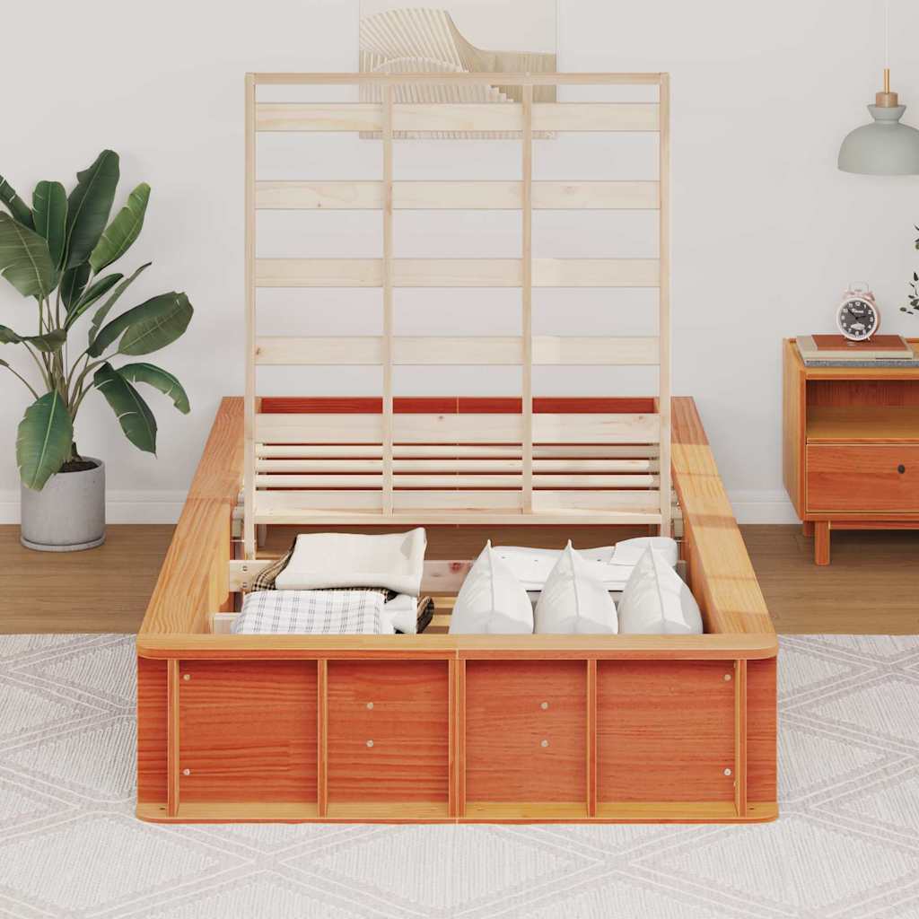Struttura del letto Marrone cerato 100 x 200 cm Pino massello | homemem39