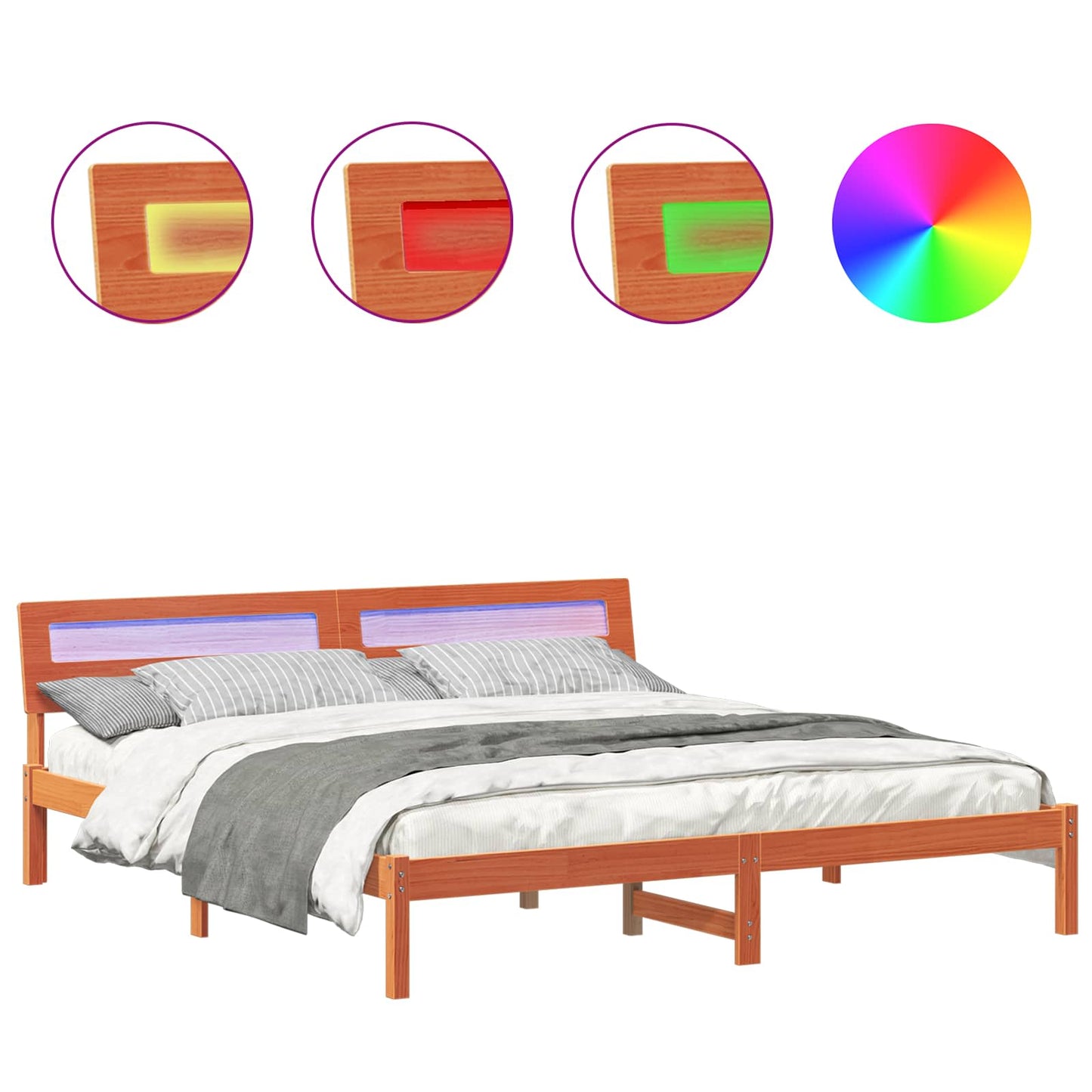 Struttura del letto Marrone 200 x 200 cm Pino massello