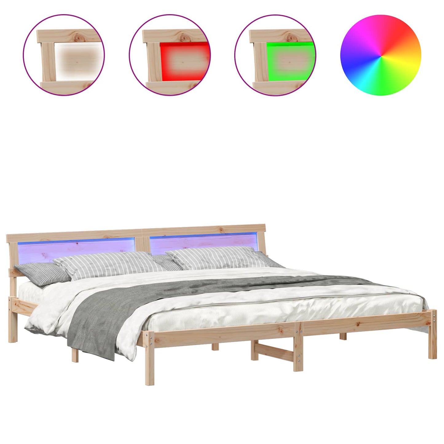 Struttura del letto Marrone 200 x 200 cm Legno di pino massello