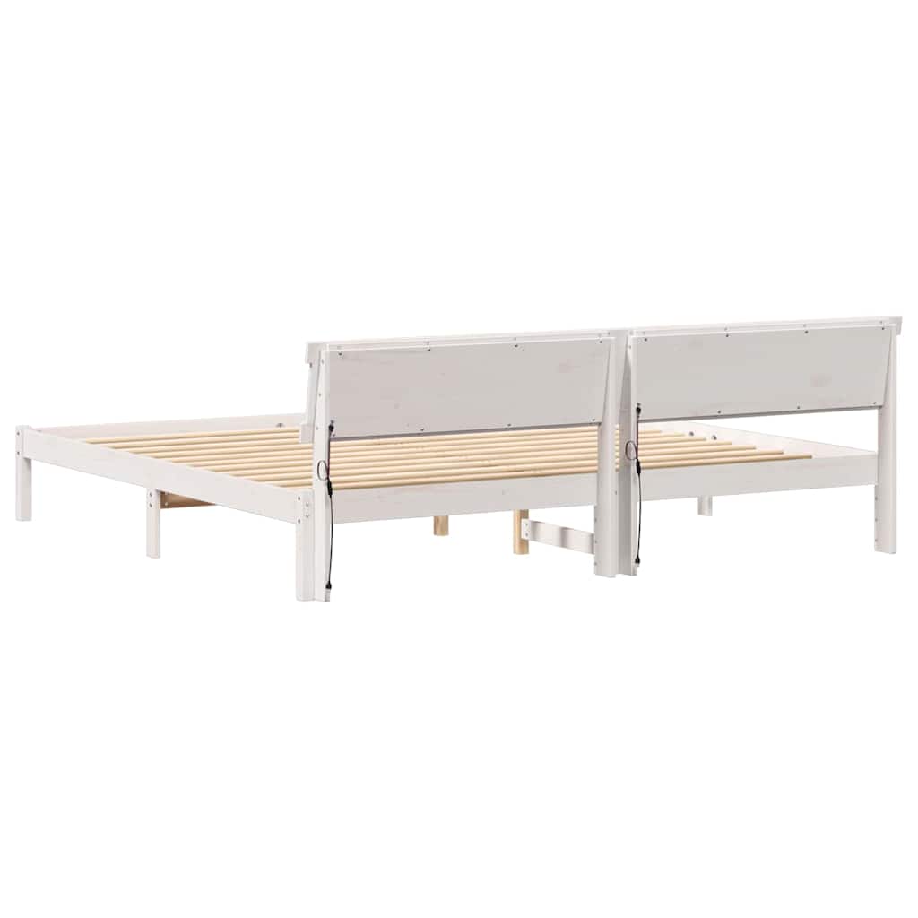 Struttura del letto Bianco 200 x 200 cm Pino massello | homemem39