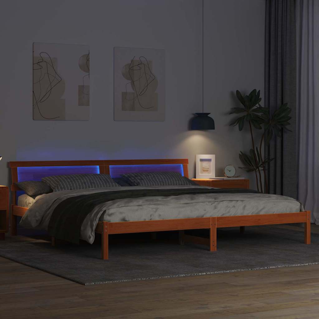 Struttura del letto Marrone cerato 200 x 200 cm Pino massello | homemem39