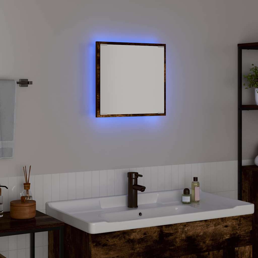 Specchio da bagno LED con specchio Rovere fumé 40 x 37 x 8.5 cm | homemem39