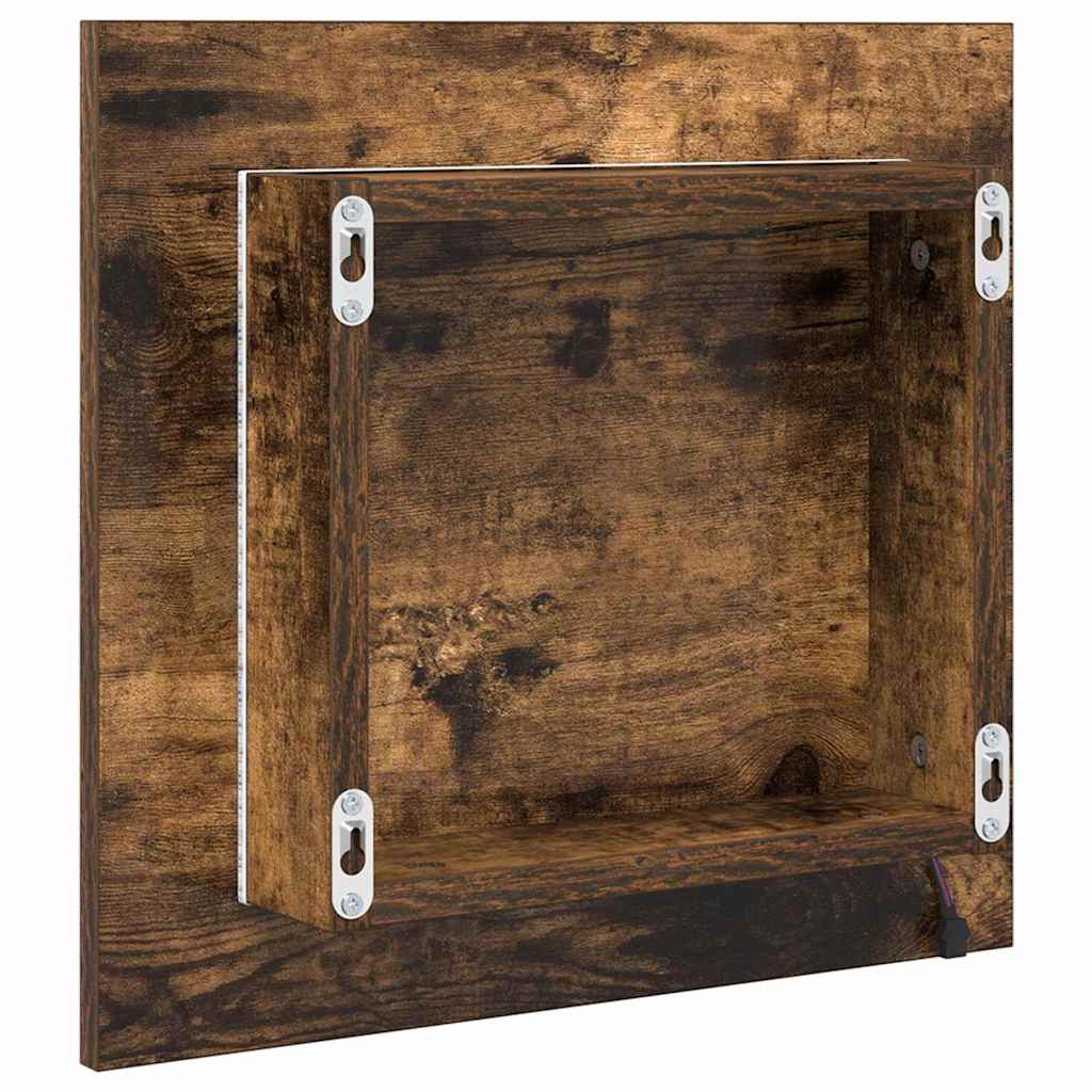 Specchio da bagno LED con specchio Rovere fumé 40 x 37 x 8.5 cm