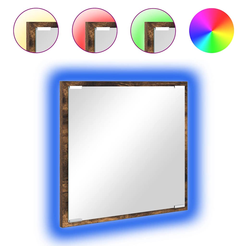 Specchio da bagno LED con specchio Rovere fumé 40 x 37 x 8.5 cm | homemem39