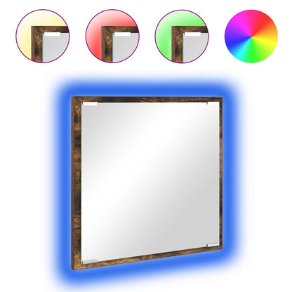 Specchio da bagno LED con specchio Rovere fumé 40 x 37 x 8.5 cm