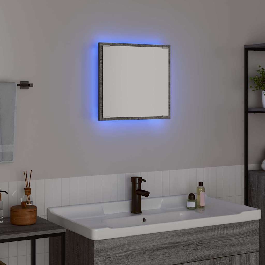 Specchio da bagno LED Grigio Sonoma 40 x 37 x 8.5 cm | homemem39