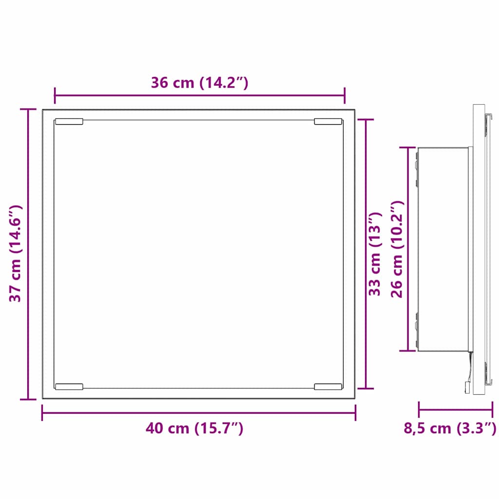 Specchio da bagno LED Grigio Sonoma 40 x 37 x 8.5 cm | homemem39