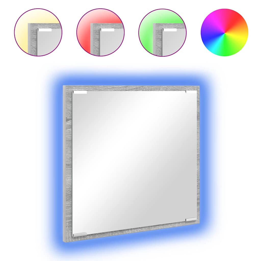 Specchio da bagno LED Grigio Sonoma 40 x 37 x 8.5 cm | homemem39