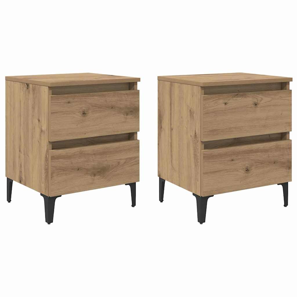 Armadio da Notte 2 pcs rovere artigianale 40 x 35 x 50 cm