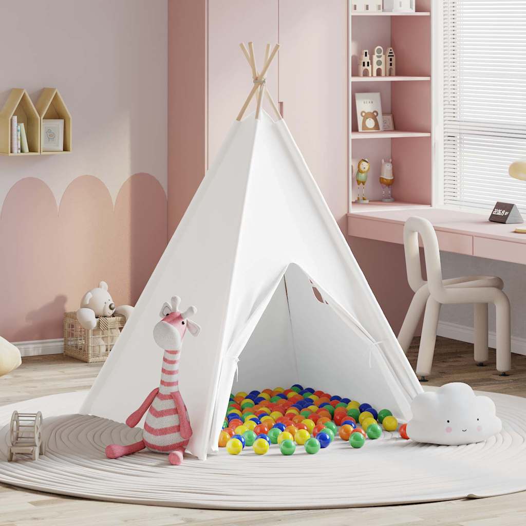 Tenda Teepee Bianco 120 x 120 x 150 cm Tessuto e Plastica
