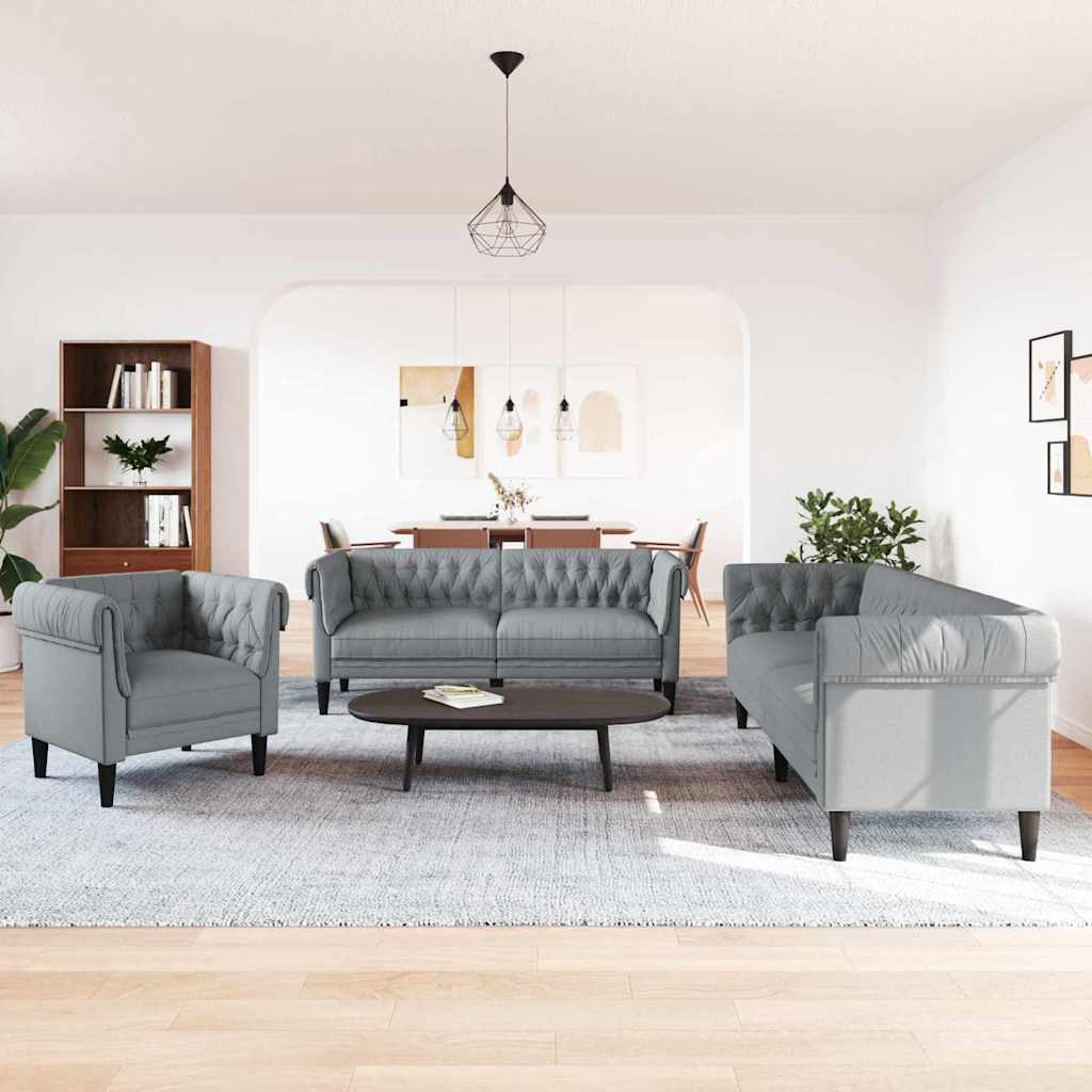 Divano per Soggiorno 3 pcs Grigio chiaro 201,5 x 74,5 x 74,5 cm | homemem39
