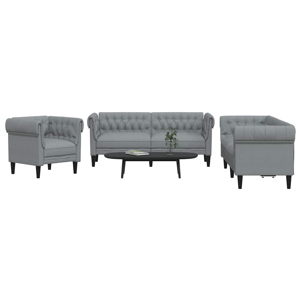 Divano per Soggiorno 3 pcs Grigio chiaro 201,5 x 74,5 x 74,5 cm | homemem39