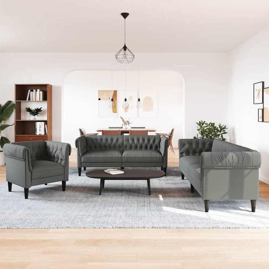 Divano per Soggiorno 3 pcs Grigio scuro 201,5 x 74,5 x 74,5 cm | homemem39