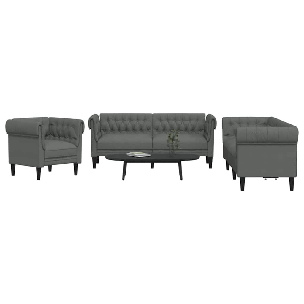 Divano per Soggiorno 3 pcs Grigio scuro 201,5 x 74,5 x 74,5 cm | homemem39