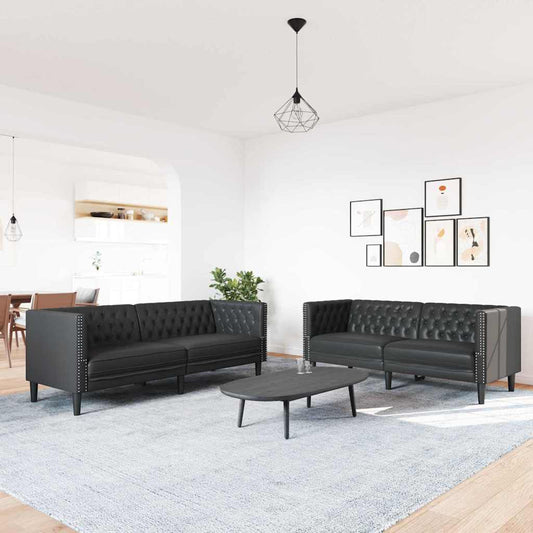 Divano per Soggiorno 2 pcs Nero 194 x 74,5 x 70,5 cm | homemem39