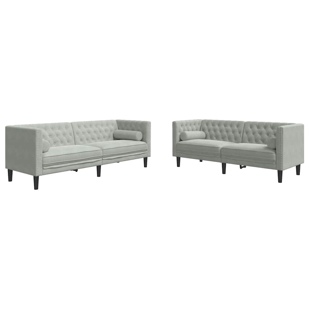 Divano per Soggiorno 2 pcs Grigio chiaro 194 x 74,5 x 70,5 cm | homemem39