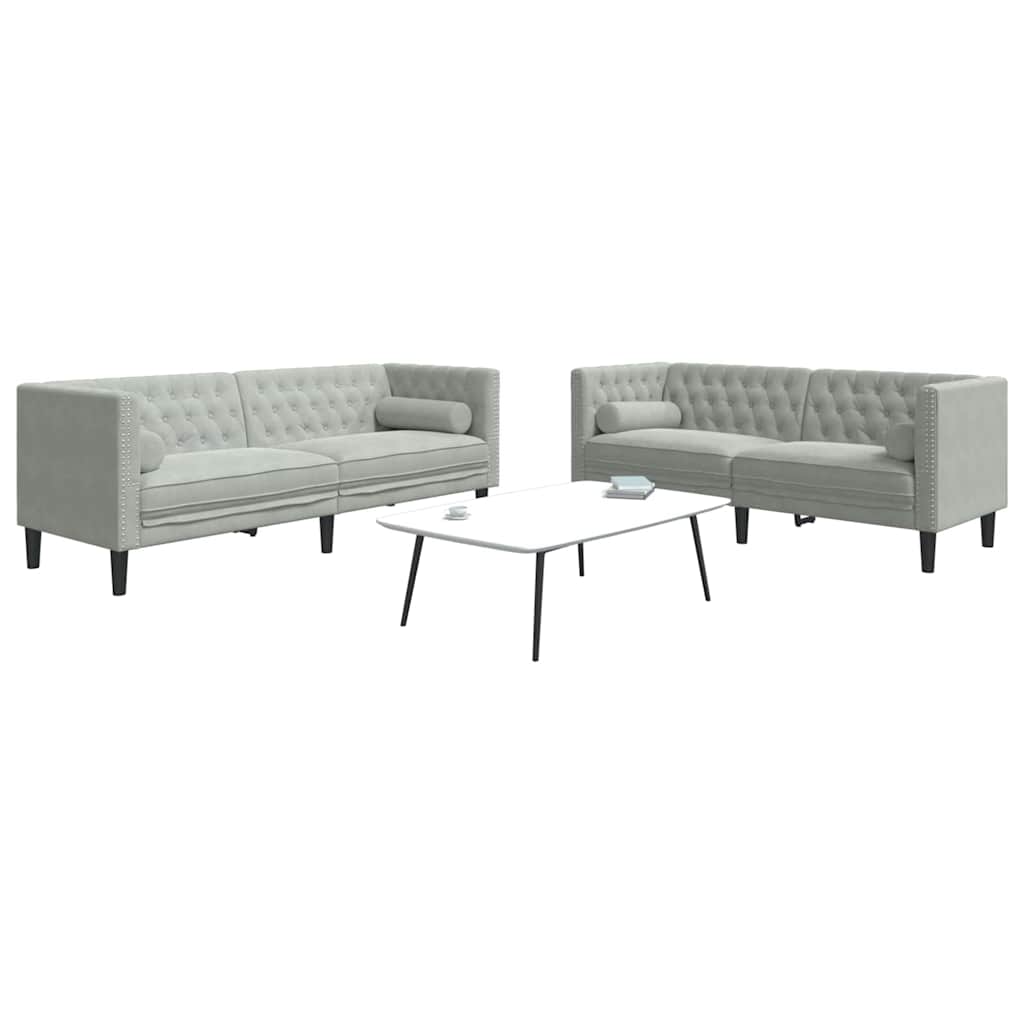 Divano per Soggiorno 2 pcs Grigio chiaro 194 x 74,5 x 70,5 cm | homemem39