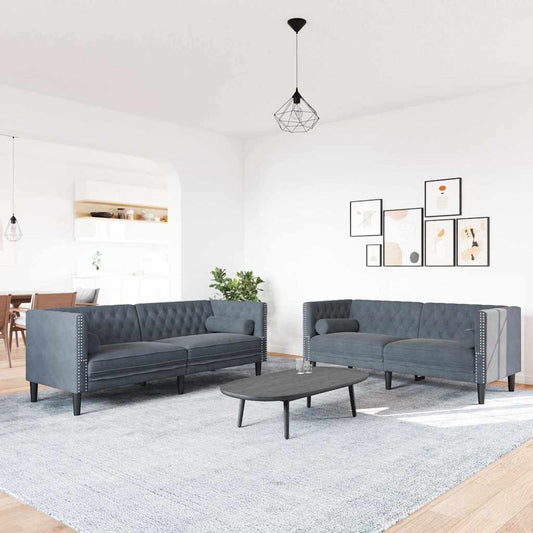 Divano per Soggiorno 2 pcs Grigio scuro 194 x 74,5 x 70,5 cm | homemem39