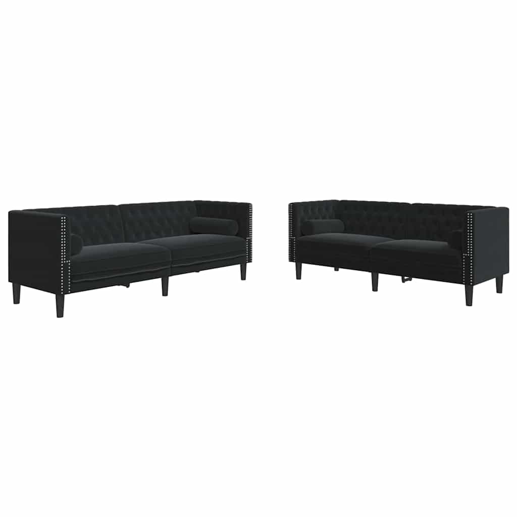Divano per Soggiorno 2 pcs Nero 194 x 74,5 x 70,5 cm Velluto