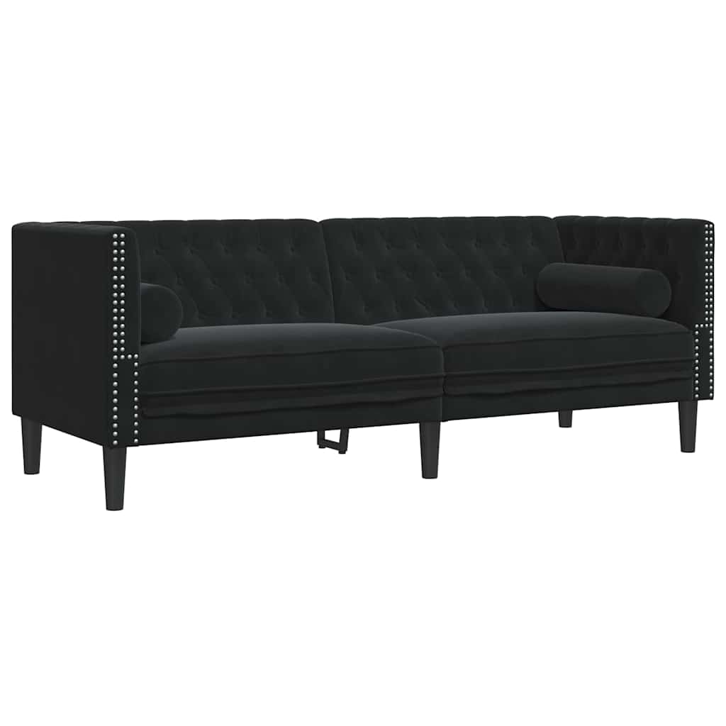 Divano per Soggiorno 2 pcs Nero 194 x 74,5 x 70,5 cm Velluto