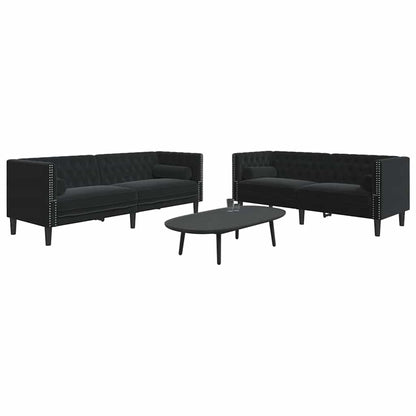 Divano per Soggiorno 2 pcs Nero 194 x 74,5 x 70,5 cm Velluto
