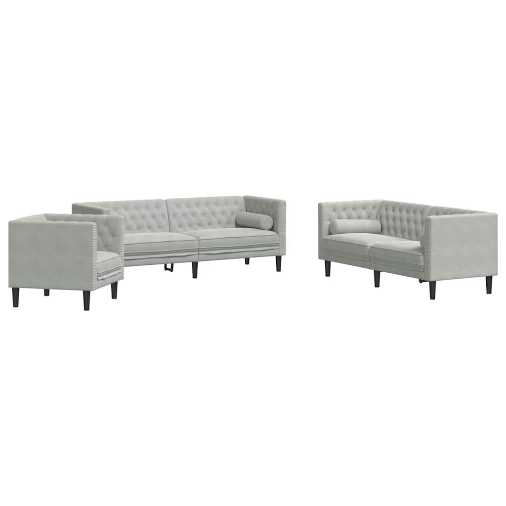 Divano per Soggiorno 3 pcs Grigio chiaro 194 x 74,5 x 70,5 cm | homemem39