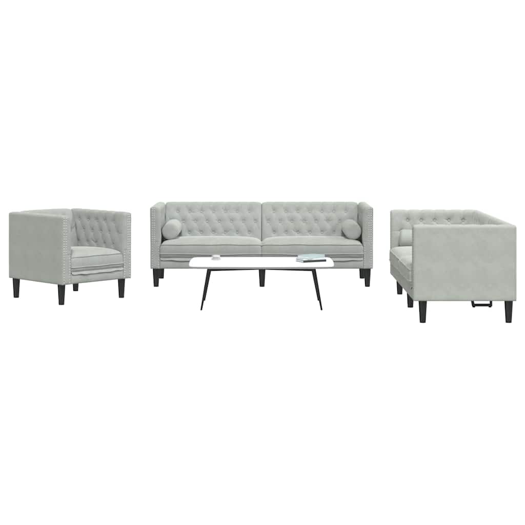 Divano per Soggiorno 3 pcs Grigio chiaro 194 x 74,5 x 70,5 cm | homemem39